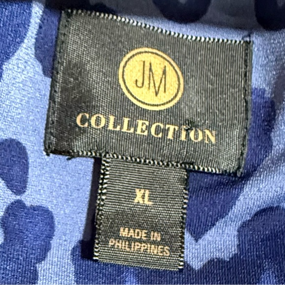 JM Collection Blue Patterned Jacket 1/4 Zip - Picture 3 of 4